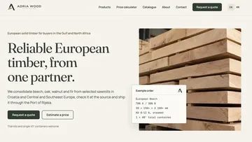 Naslovna stranica weba Adria Wood Partners